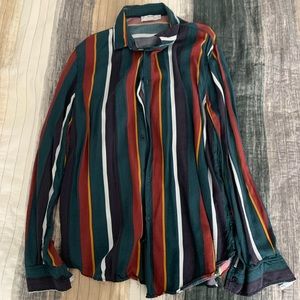 Bershka Long Sleeve Multi-Colored Striped Shirt